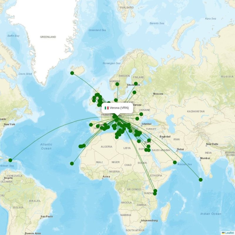 Route map over VRN airport
