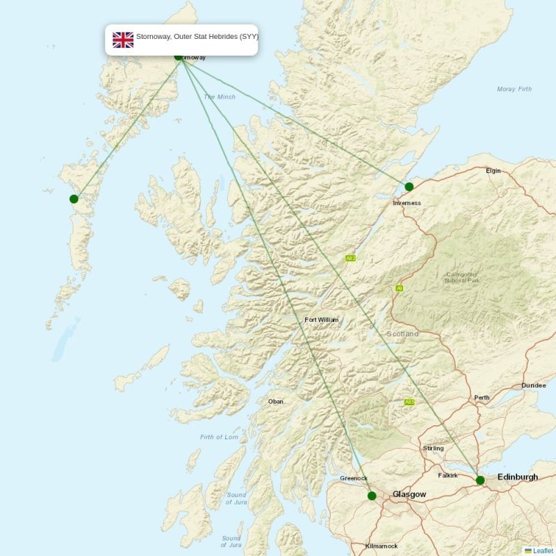 Route map over VRY airport