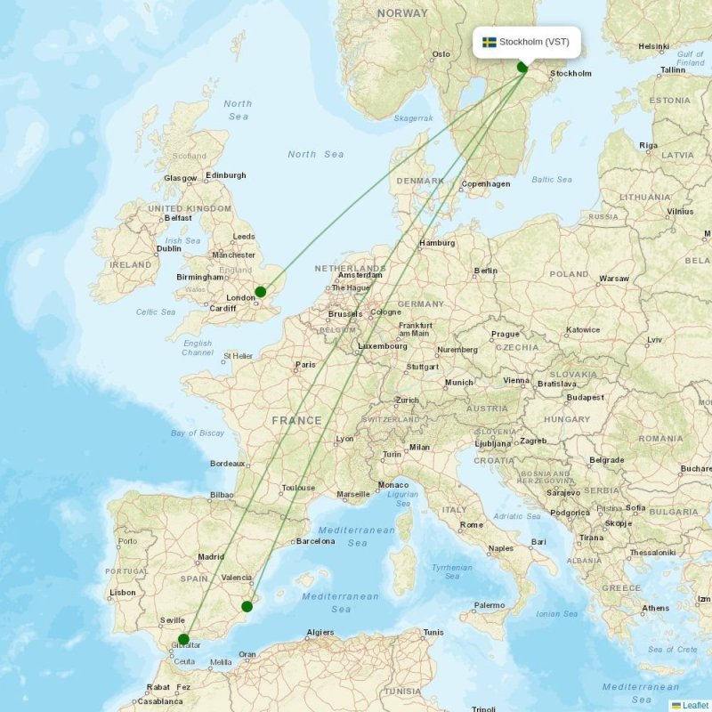 Route map over VST airport