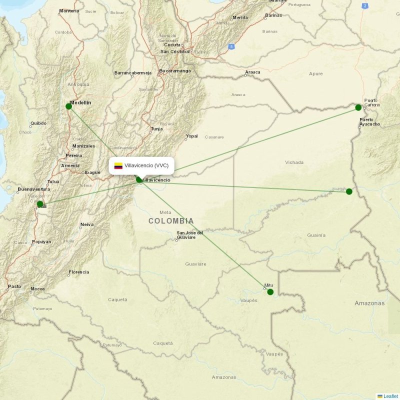 Route map over VVC airport