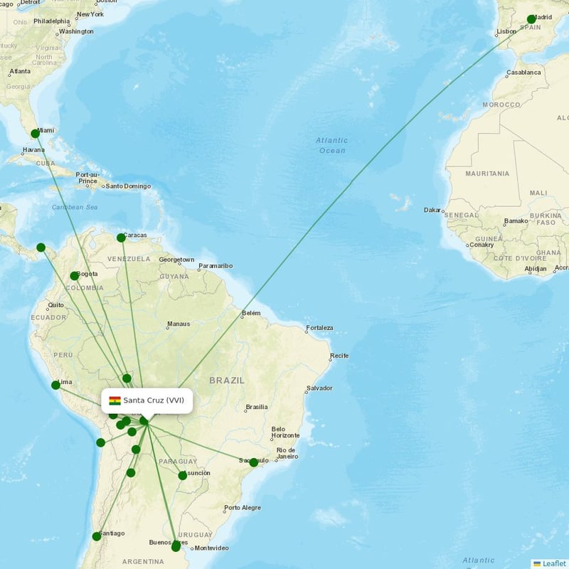 Route map over VVI airport