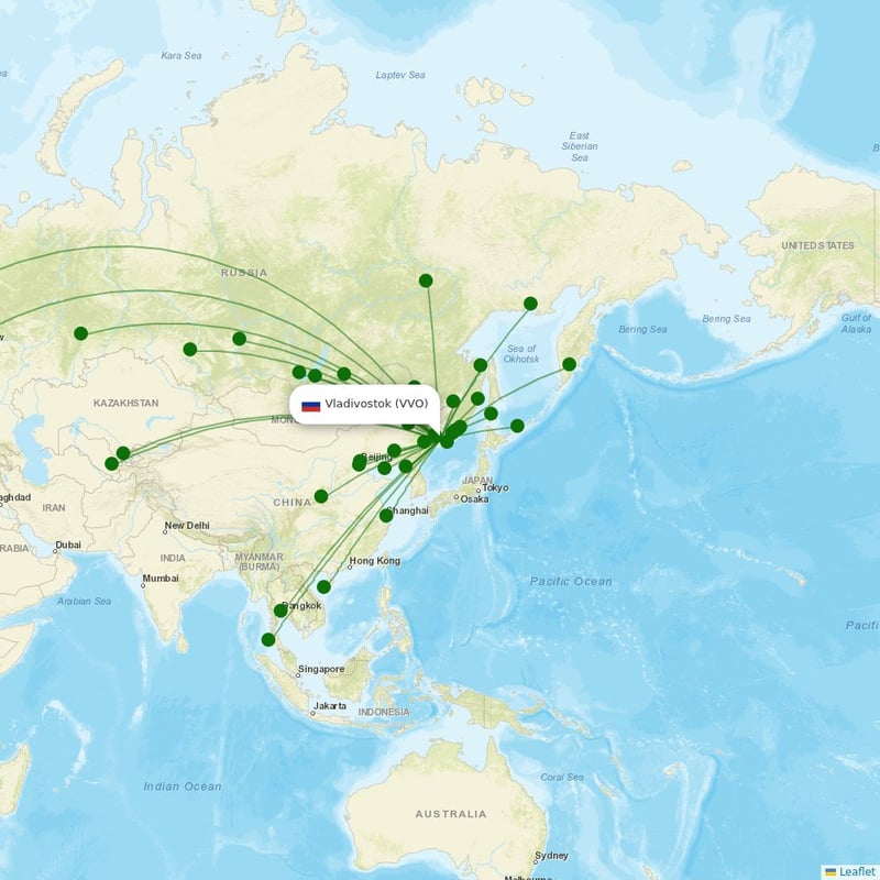 Route map over VVO airport