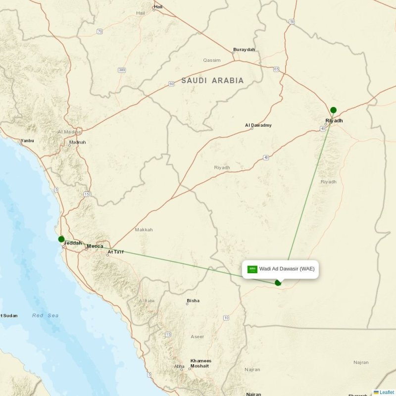 Route map over WAE airport