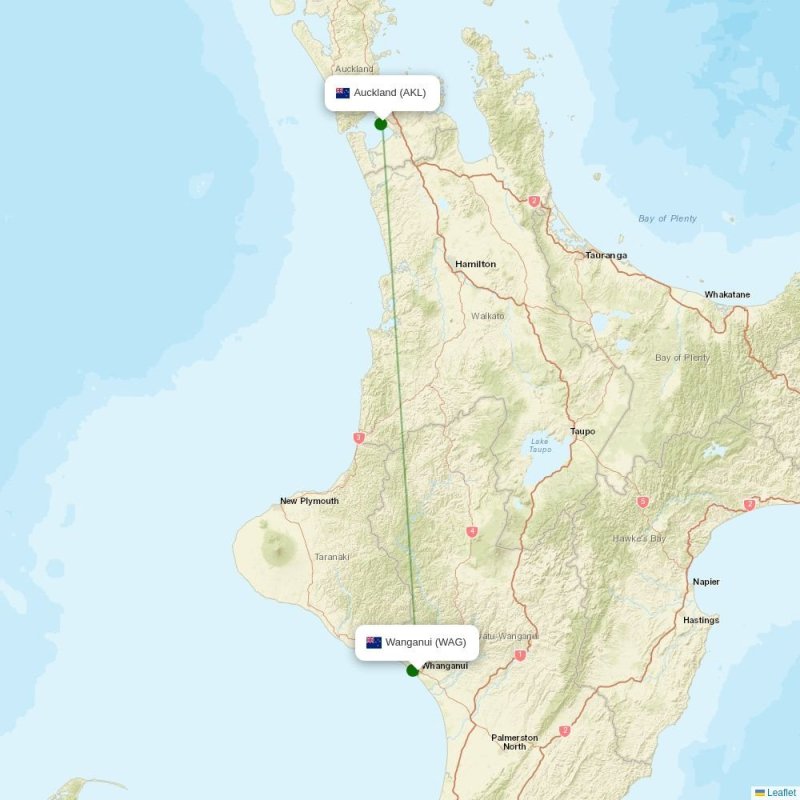 Route map over WAG airport