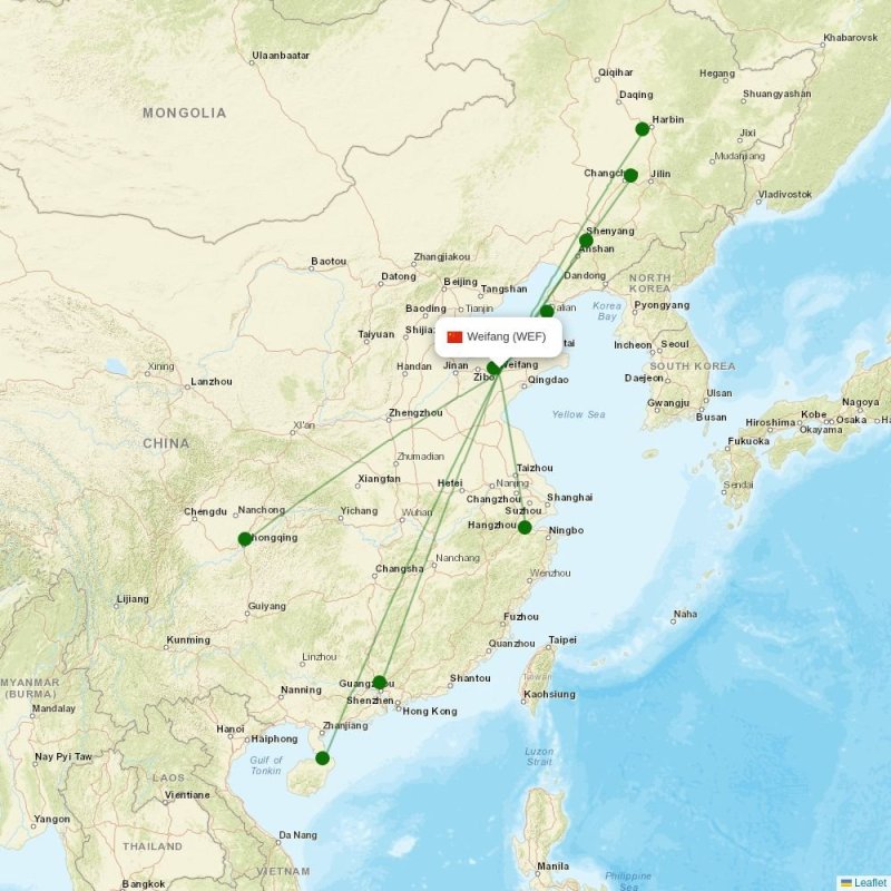 Route map over WEF airport