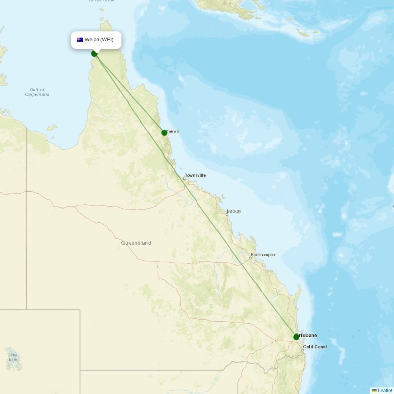 Route map over WEI airport