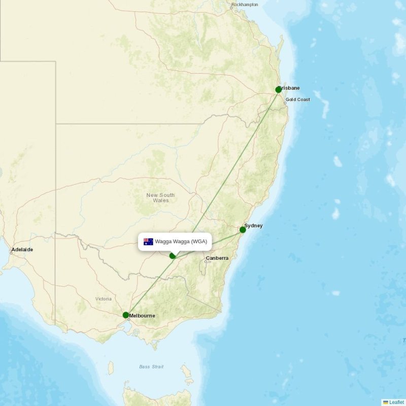 Route map over WGA airport
