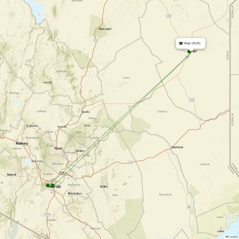 Route map over WJR airport