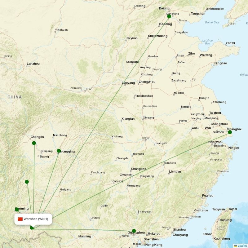 Route map over WNH airport