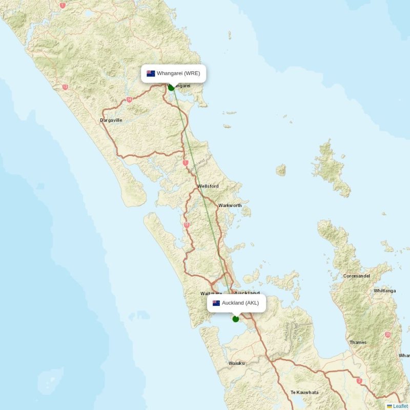 Route map over WRE airport
