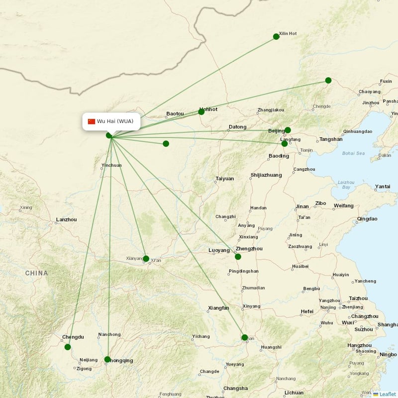 Route map over WUA airport