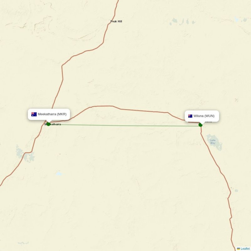 Route map over WUN airport
