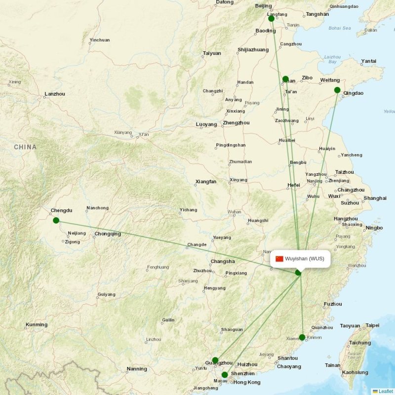 Route map over WUS airport