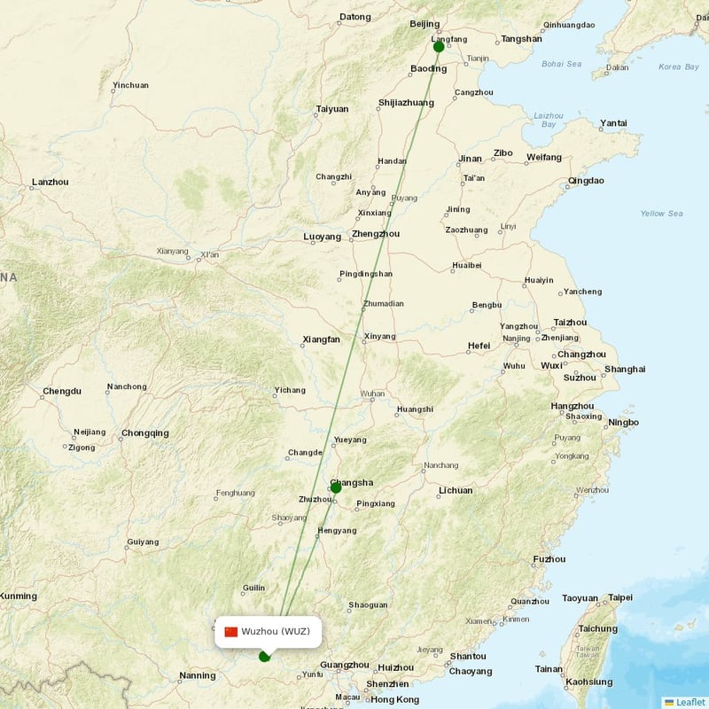 Route map over WUZ airport