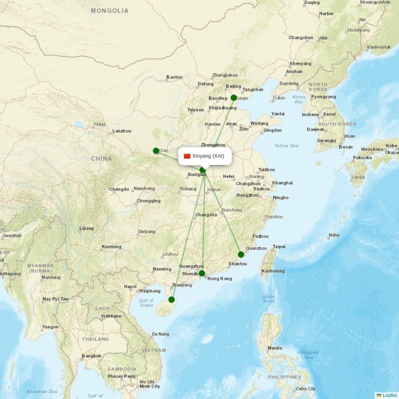 Route map over XAI airport