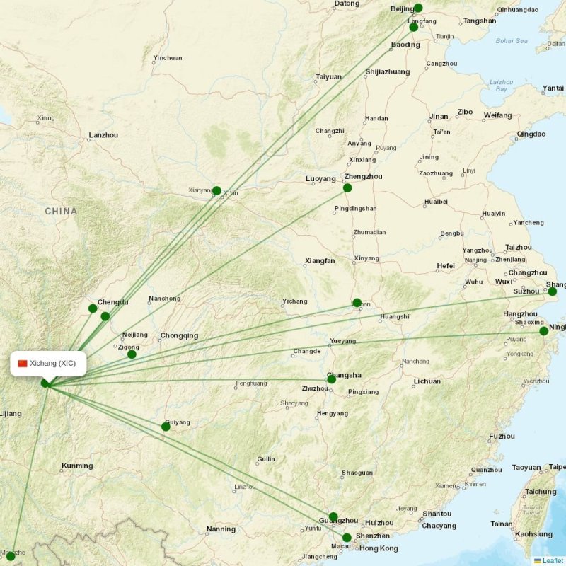 Route map over XIC airport