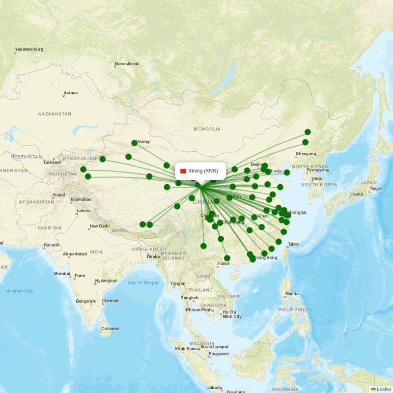 Route map over XNN airport