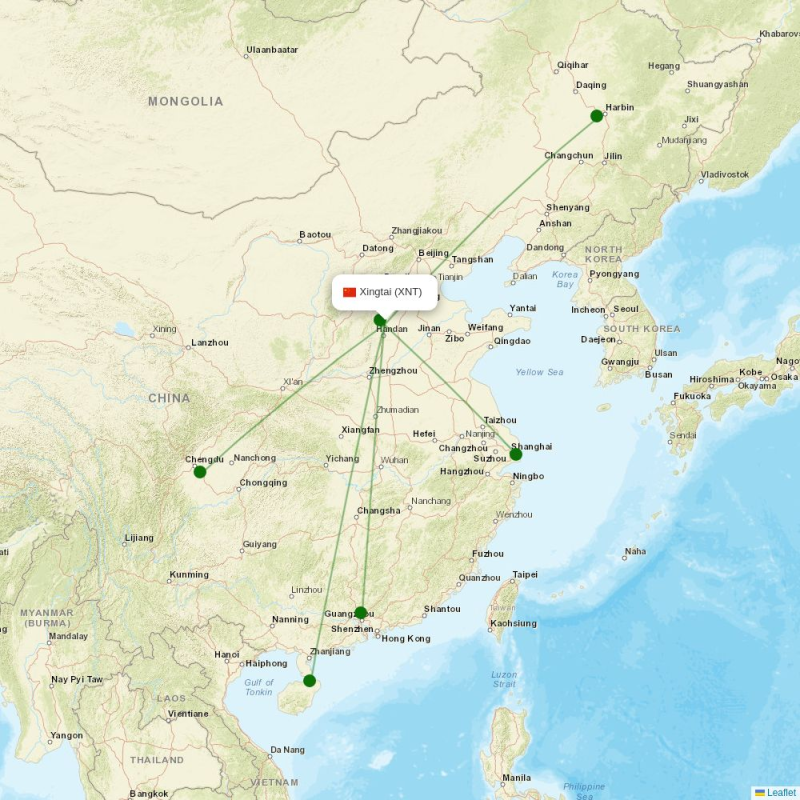 Route map over XNT airport