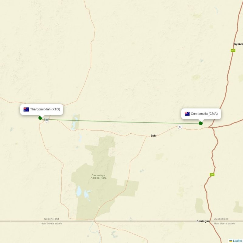 Route map over XTG airport