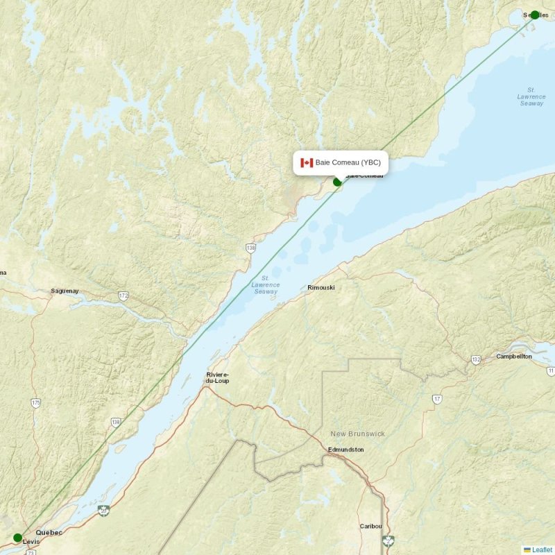 Route map over YBC airport