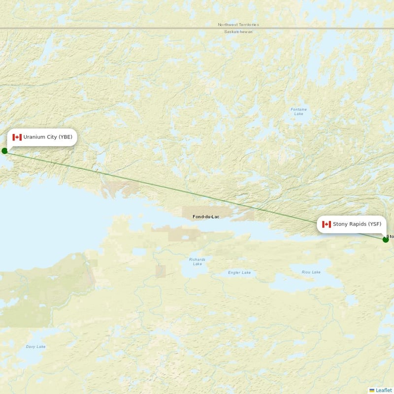 Route map over YBE airport