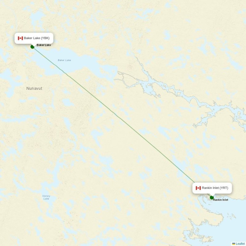 Route map over YBK airport