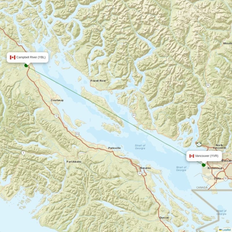 Route map over YBL airport
