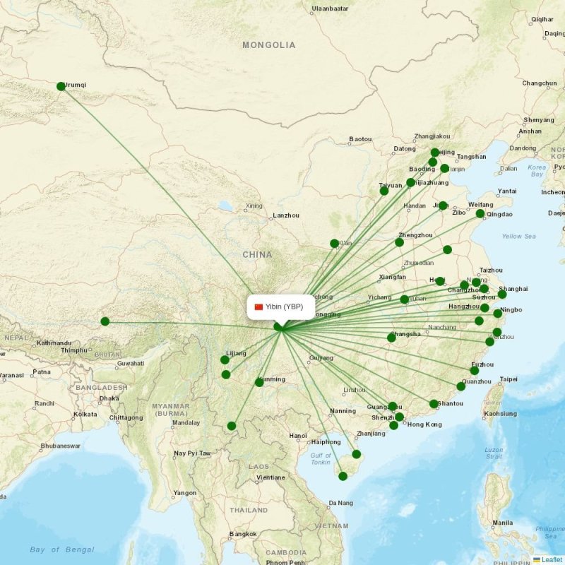 Route map over YBP airport