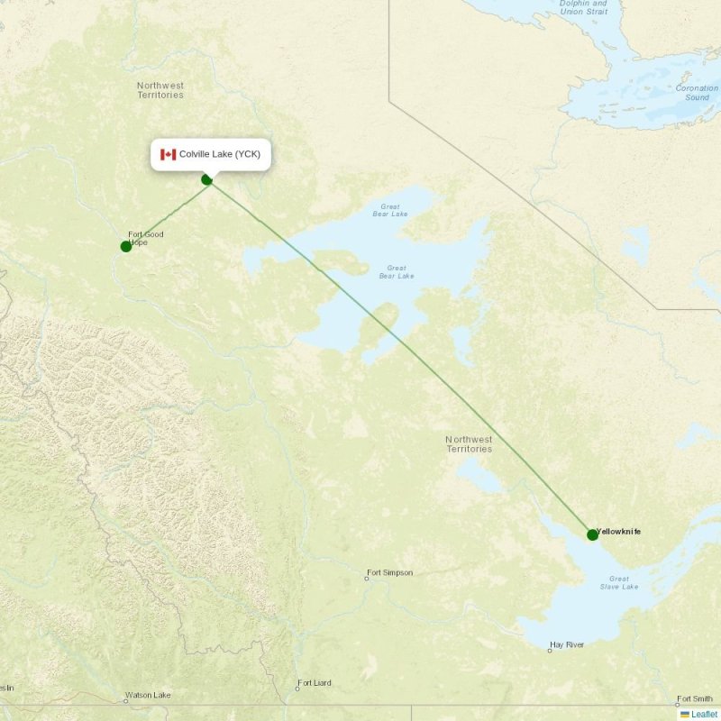 Route map over YCK airport