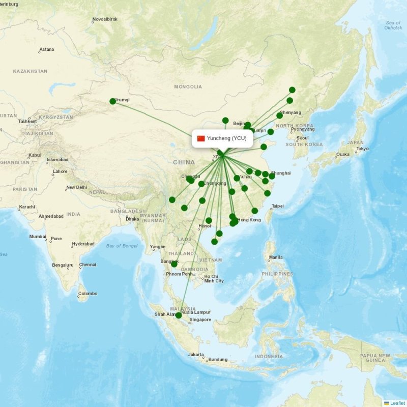 Route map over YCU airport