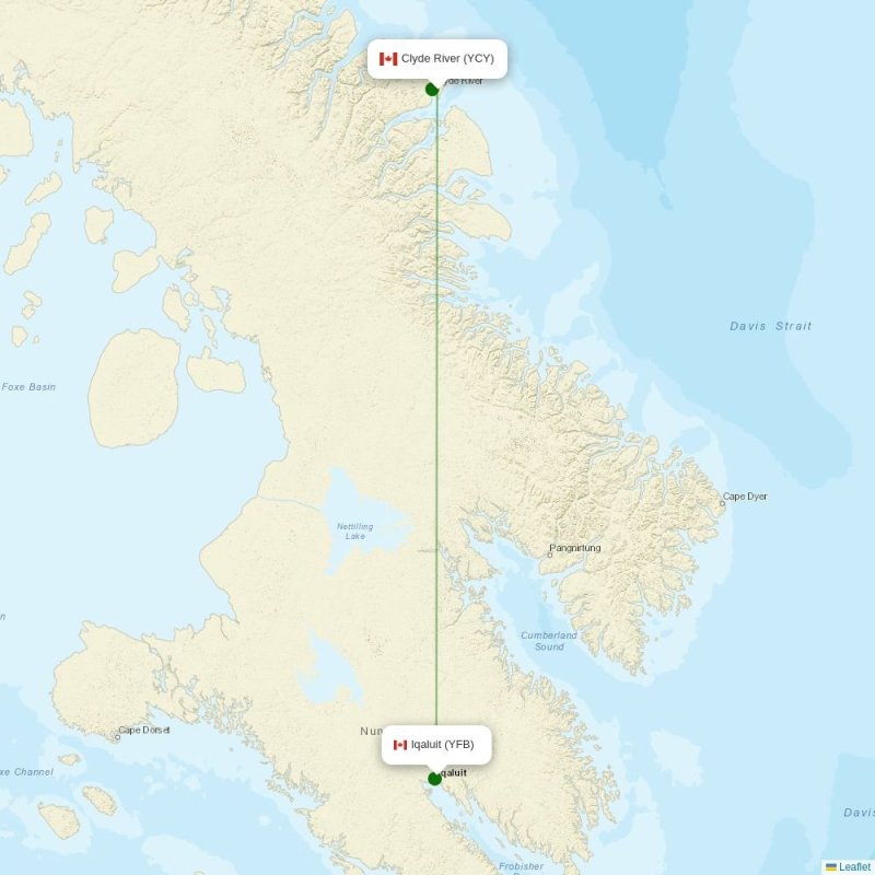 Route map over YCY airport