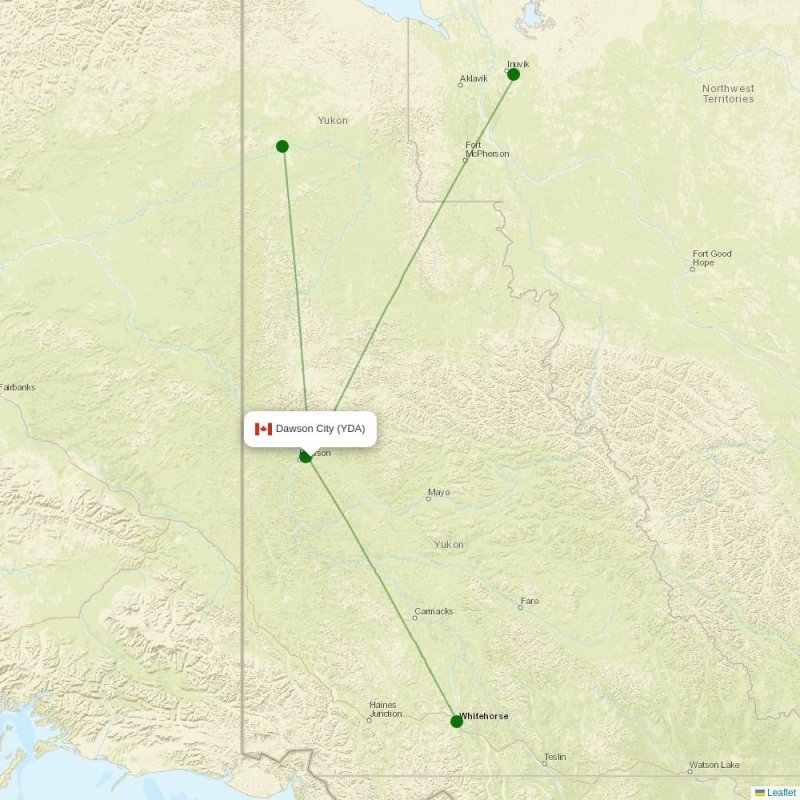 Route map over YDA airport