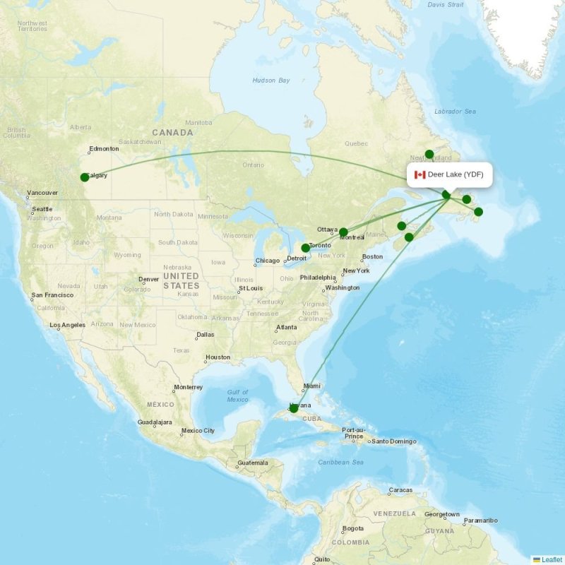 Route map over YDF airport