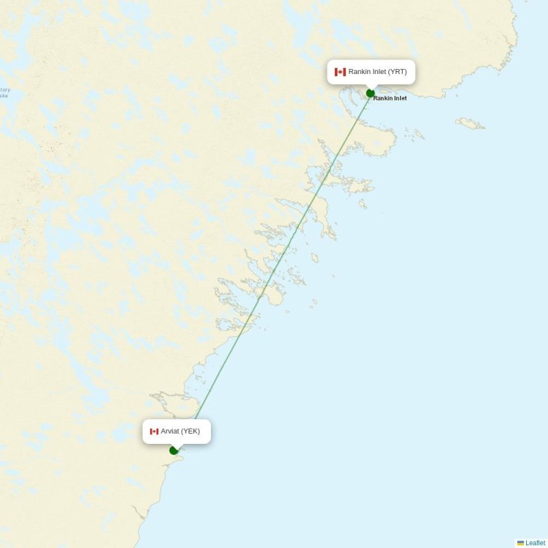 Route map over YEK airport