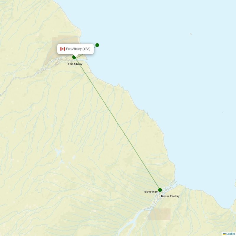 Route map over YFA airport
