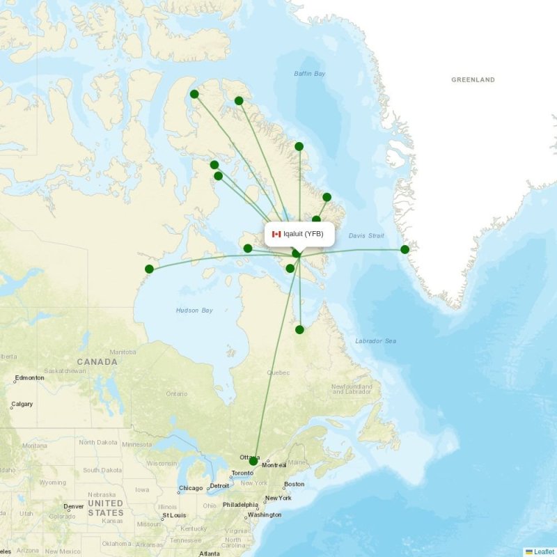 Route map over YFB airport