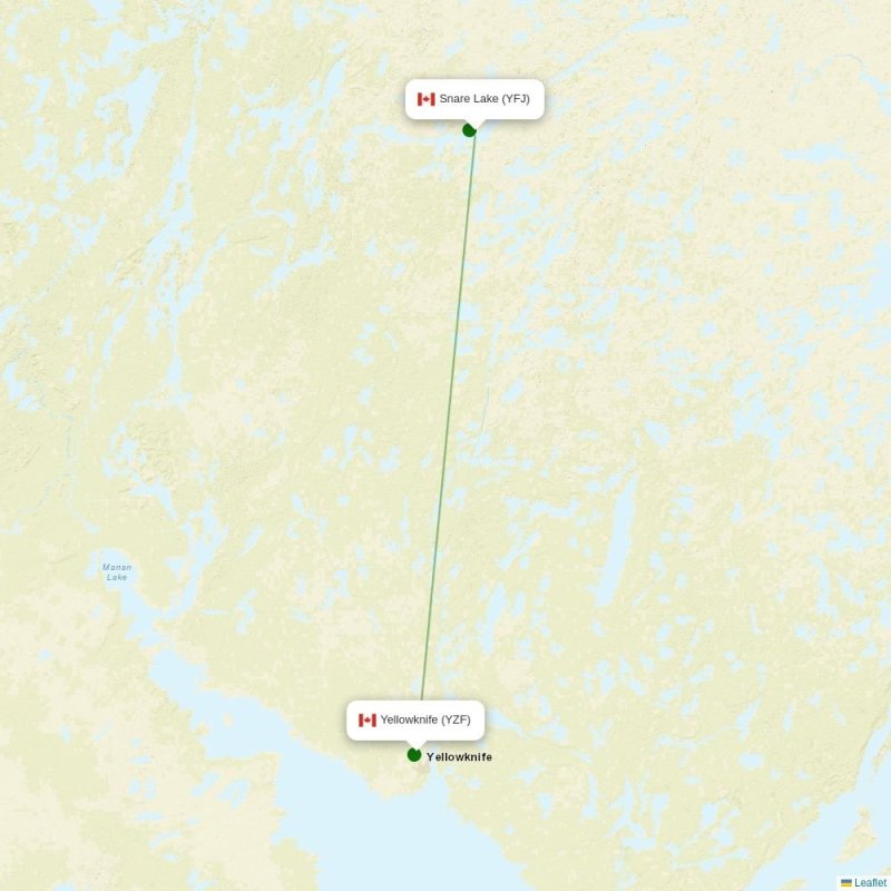Route map over YFJ airport