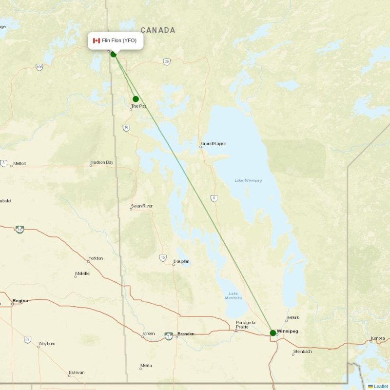 Route map over YFO airport