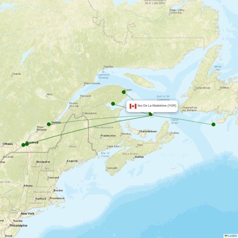 Route map over YGR airport