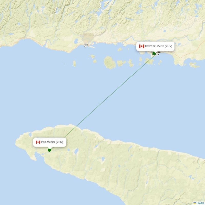 Route map over YGV airport