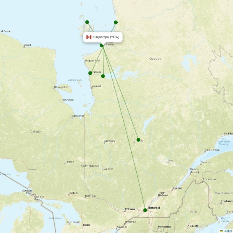Route map over YGW airport