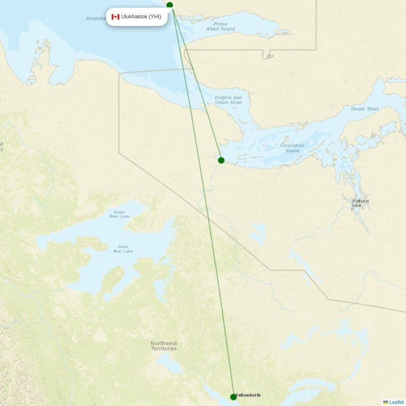 Route map over YHI airport