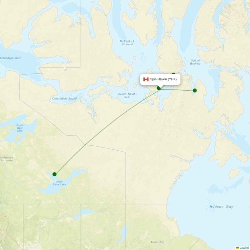 Route map over YHK airport