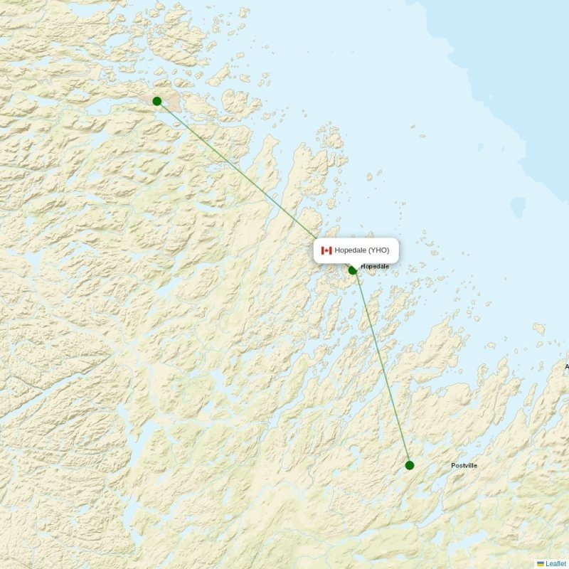 Route map over YHO airport