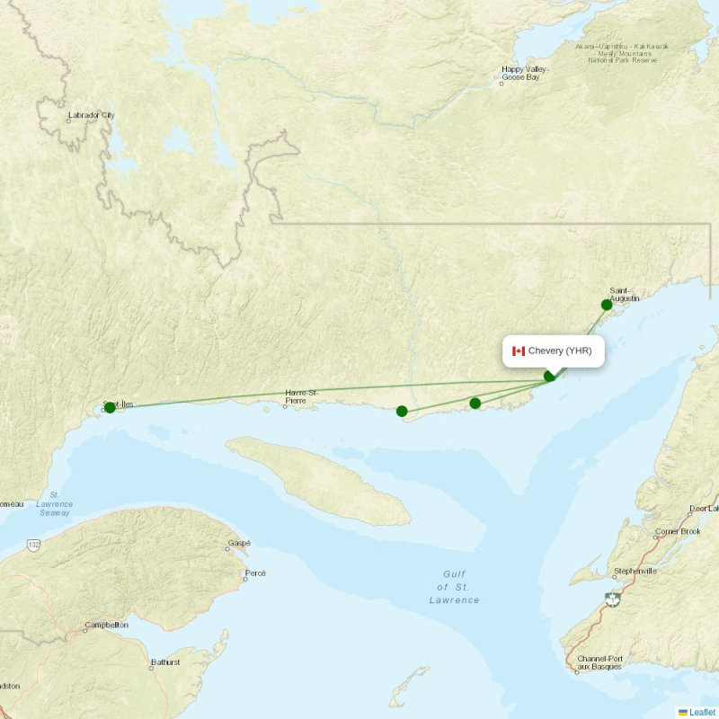 Route map over YHR airport