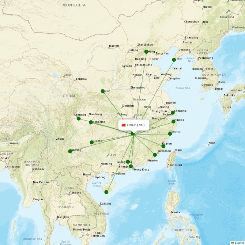 Route map over YIC airport