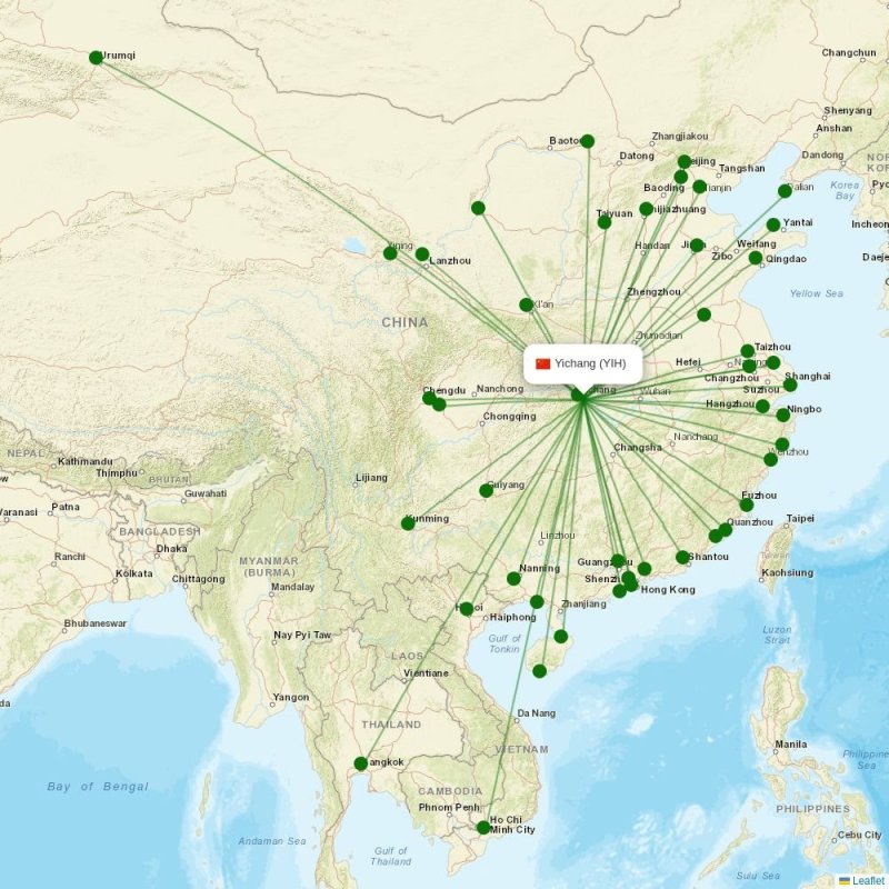 Route map over YIH airport