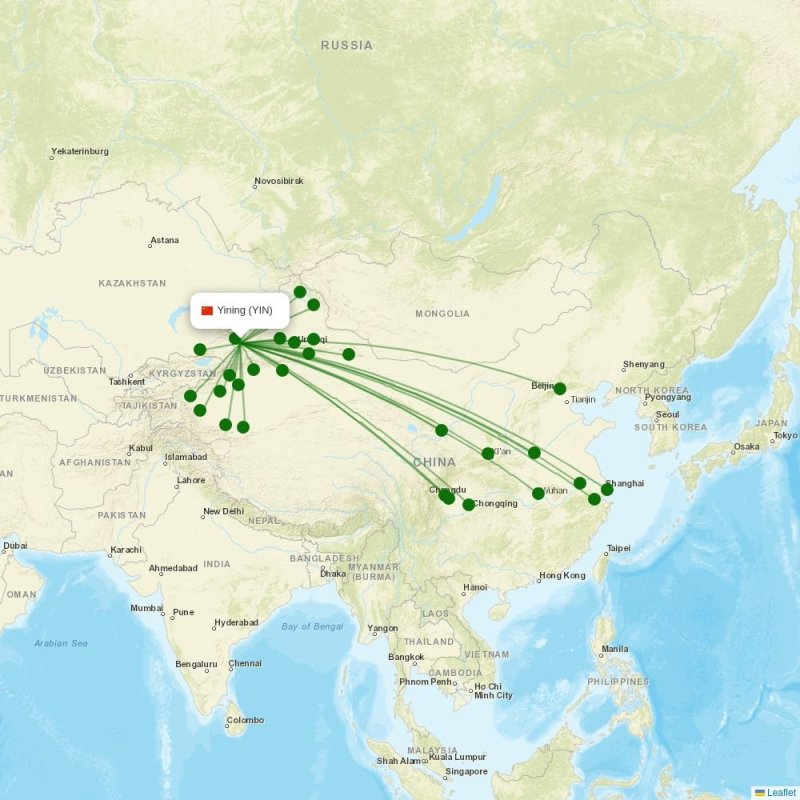 Route map over YIN airport