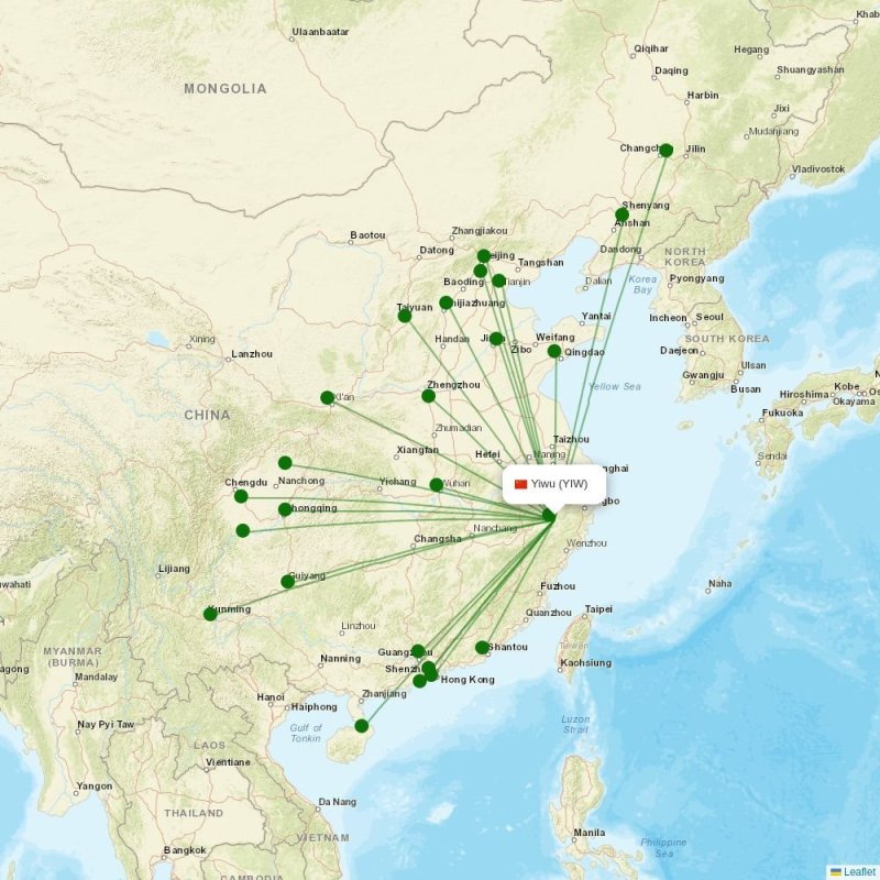 Route map over YIW airport