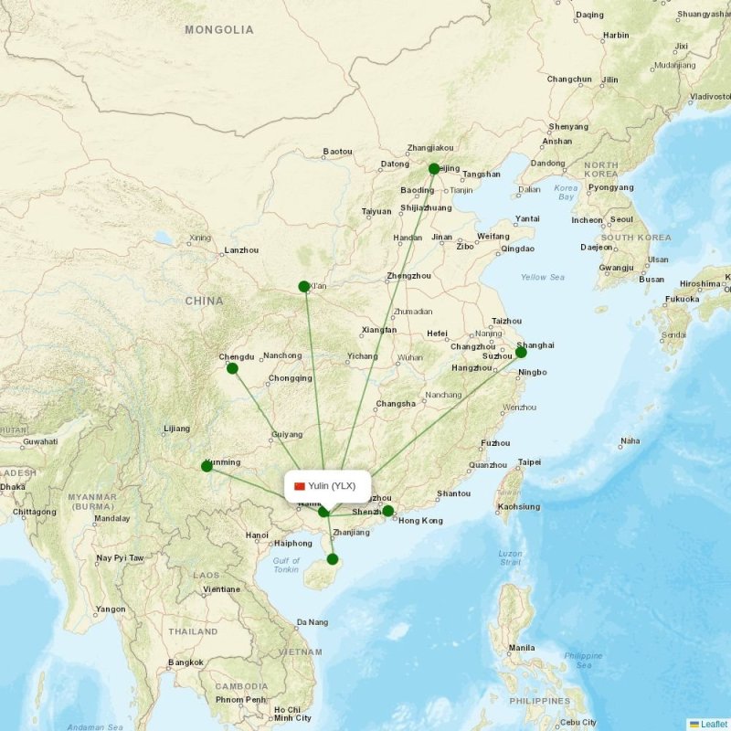 Route map over YLX airport